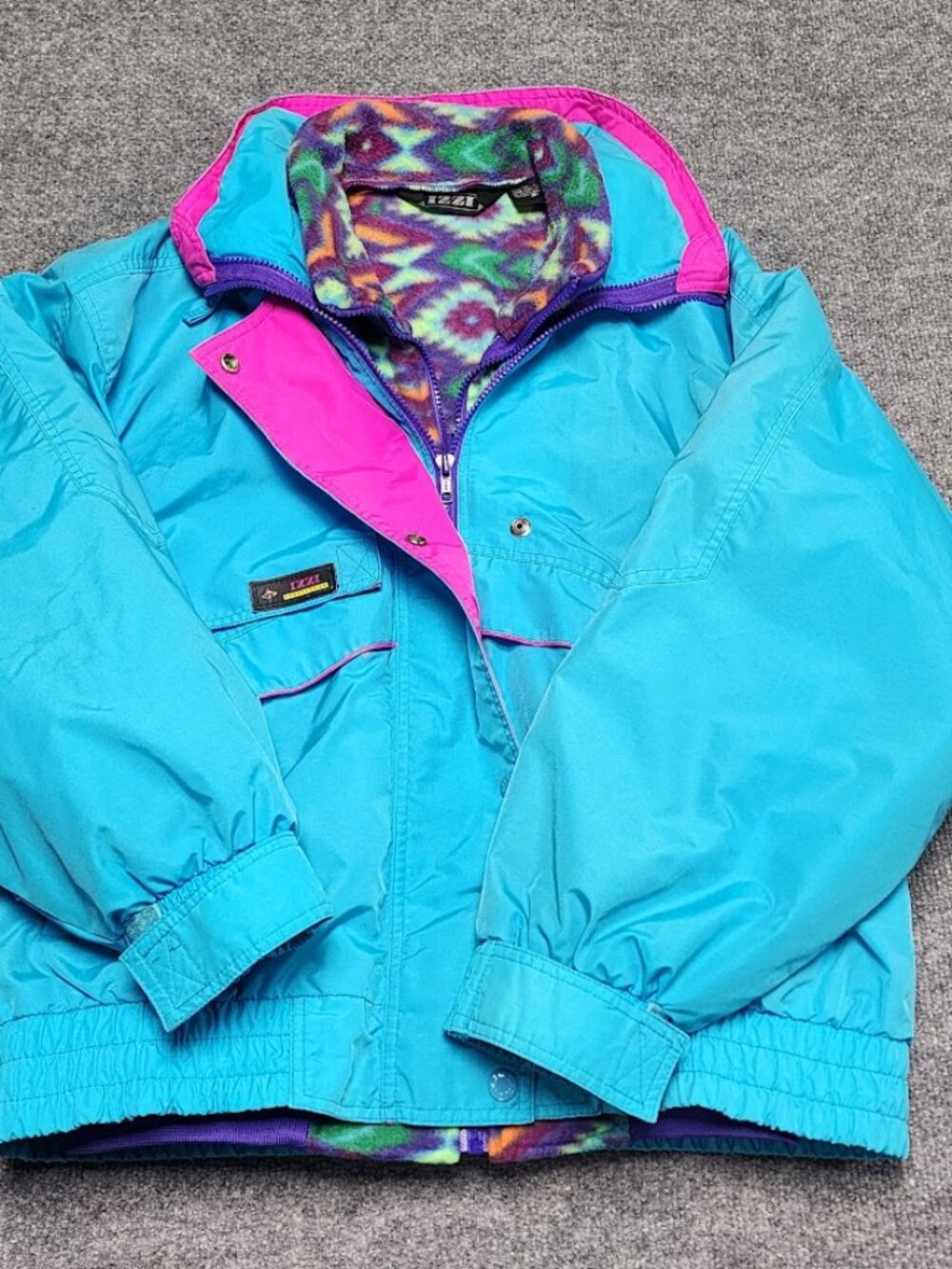 IZZI Vintage 90s Ski Jacket 3-in-1 Turquoise Pink Medium
